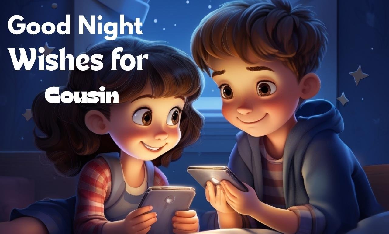 Sweet Good Night Wishes for Cousin to Feel Special featuring a peaceful moonlit night with glowing stars, cozy bedtime scenery, and heartfelt messages, blessings, and prayers to make your cousin feel loved, appreciated, and cherished.