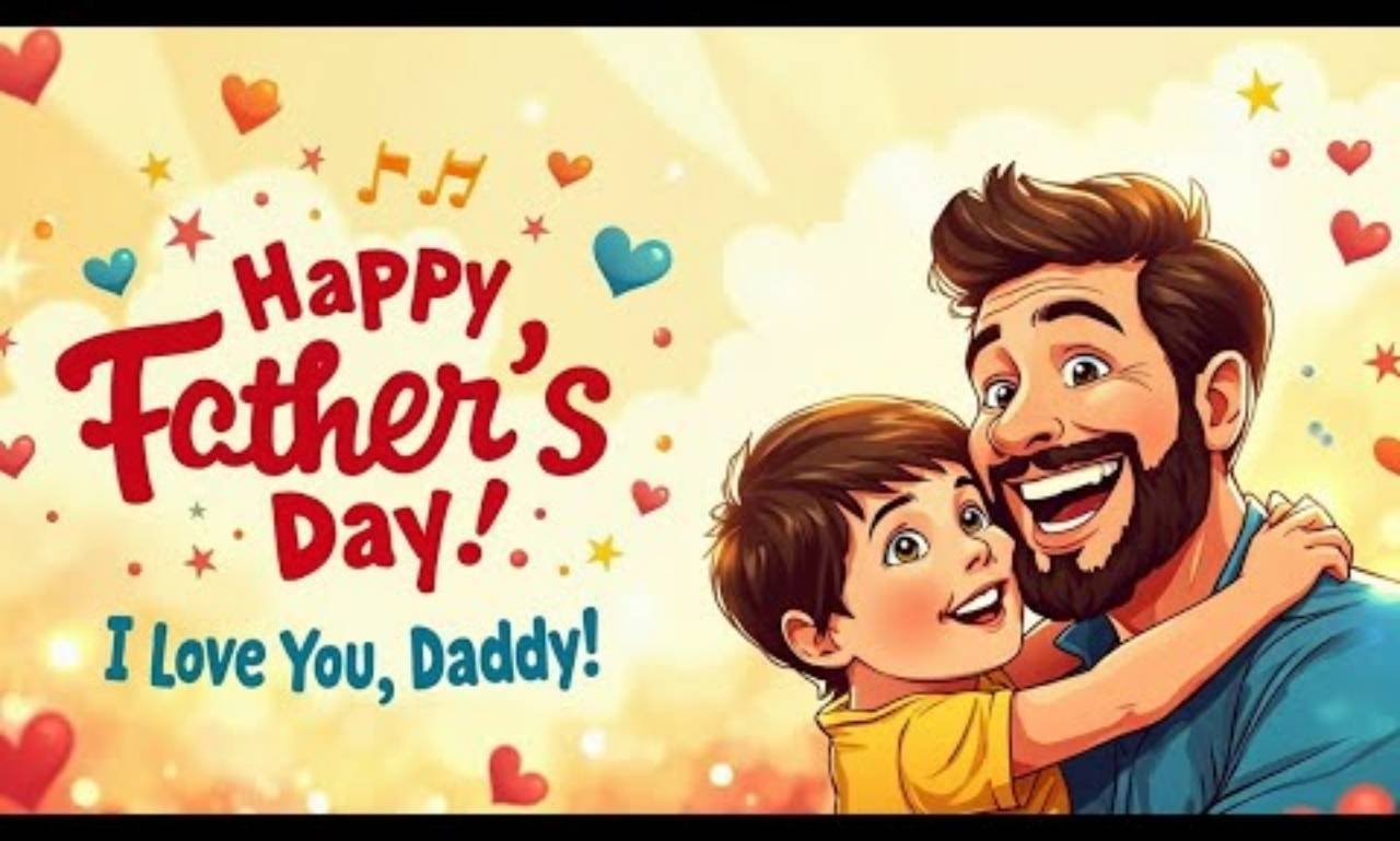 Happy Father's Day Blessings and Prayers to Share with Dad featuring a loving father and child embracing at sunset with heartfelt blessings, prayers, faith, gratitude, and inspirational Father's Day wishes.