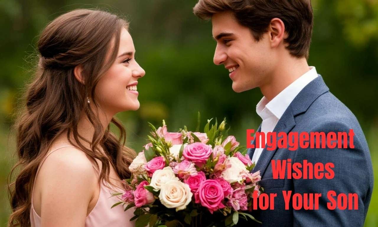 Loving Engagement Wishes for Your Son's Big Day with heartfelt messages, blessings, prayers, engagement rings, and a joyful family celebration